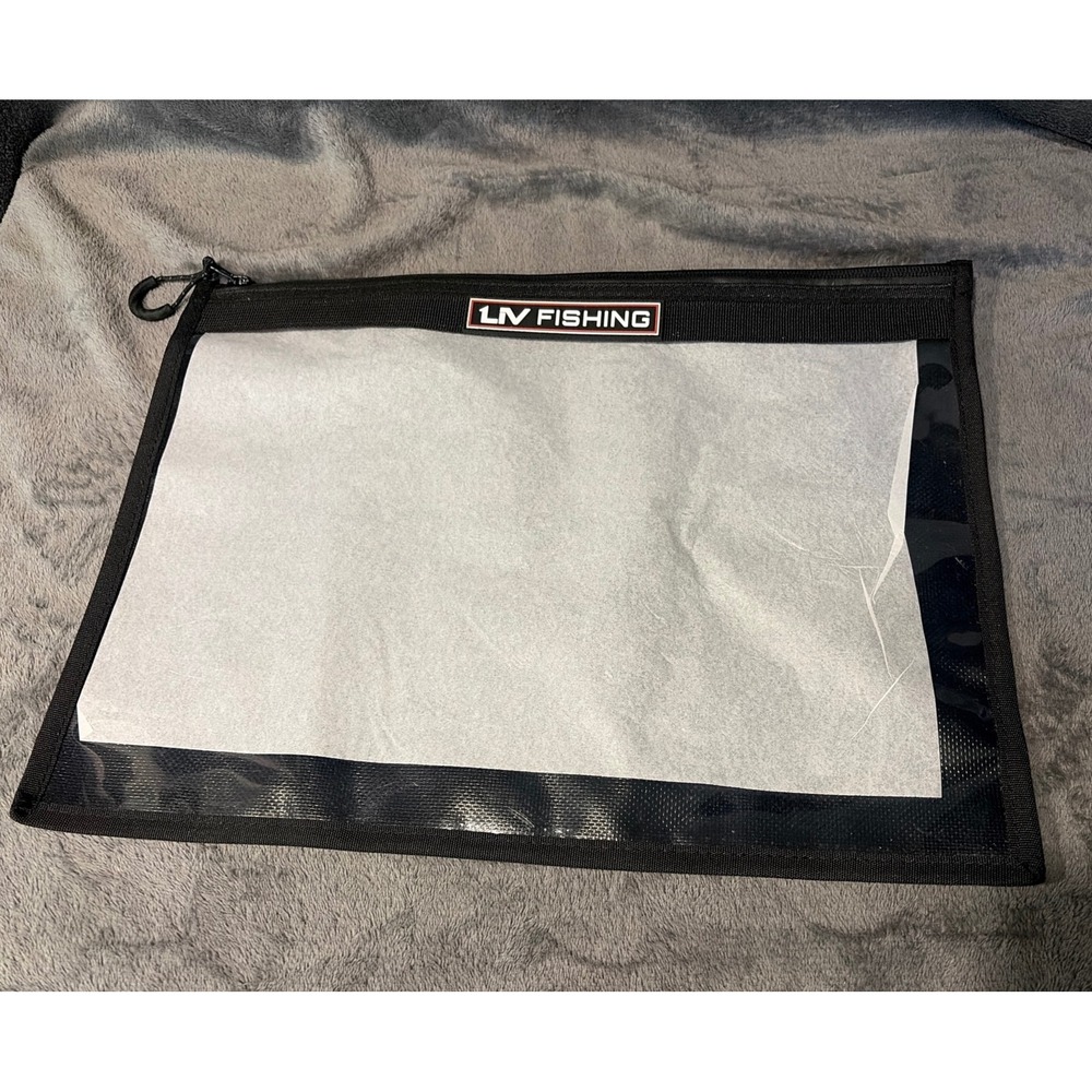 LIV Fishing Soft Plastic Bait Binder Bag Clear Front Tackle Storage Pouch Black